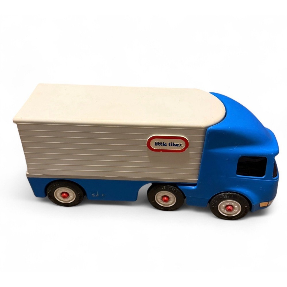 Vintage Little Tikes Blue Semi Truck Tractor Trailer Transport Toy USA